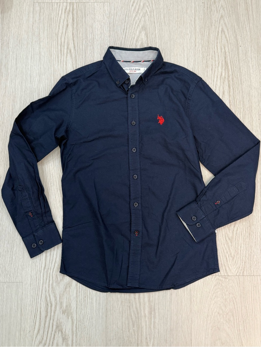 U.S. Polo Assn. Navy Button-Down Shirt with Red Logo